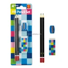 Promotional practical 4pcs HB back to school pencil gift set