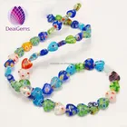 Heart Bead Beads Drop Multicolored 8x8x4mm Flat Heart Bead Millefiori Murano Glass For Jewelry Making