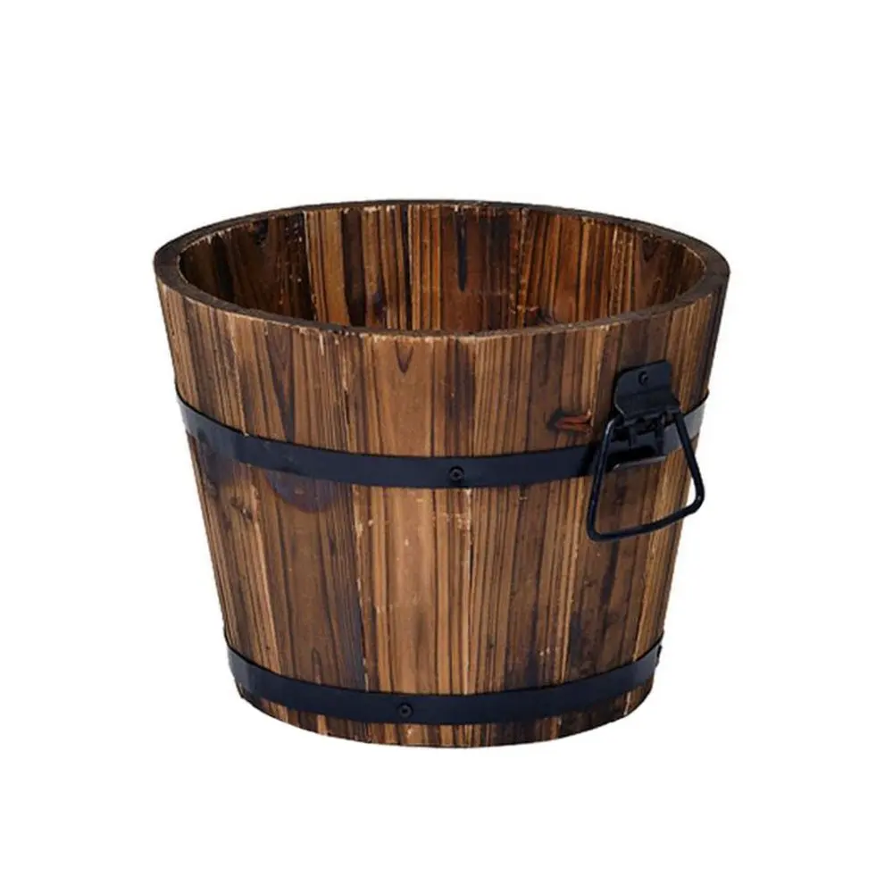 Novelty Design Outdoor Window Wooden Flower Pot Rustic Wood Whiskey Barrel Planter Box Round Small Wooden Garden Flower Pot Buy Flower Pot Wooden Flower Pot Flower Pots For Sale Product On Alibaba Com