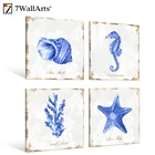 Arts 7 Wall Arts 4 Pieces Canvas Print Sea Creatures Wall Decor For Home