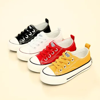 Kids cheap for girls canvas shoes boys sneakers girls shoes White black Solid color fashion Children shoes
