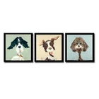 Art Art Prints 'Crazy Dog' Pets Painting Framed Graphic Print Art Set Set Of 3