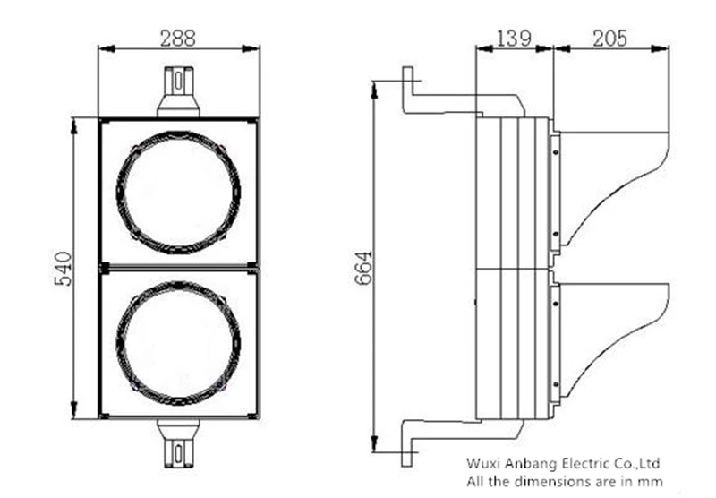 200mm traffic lights size