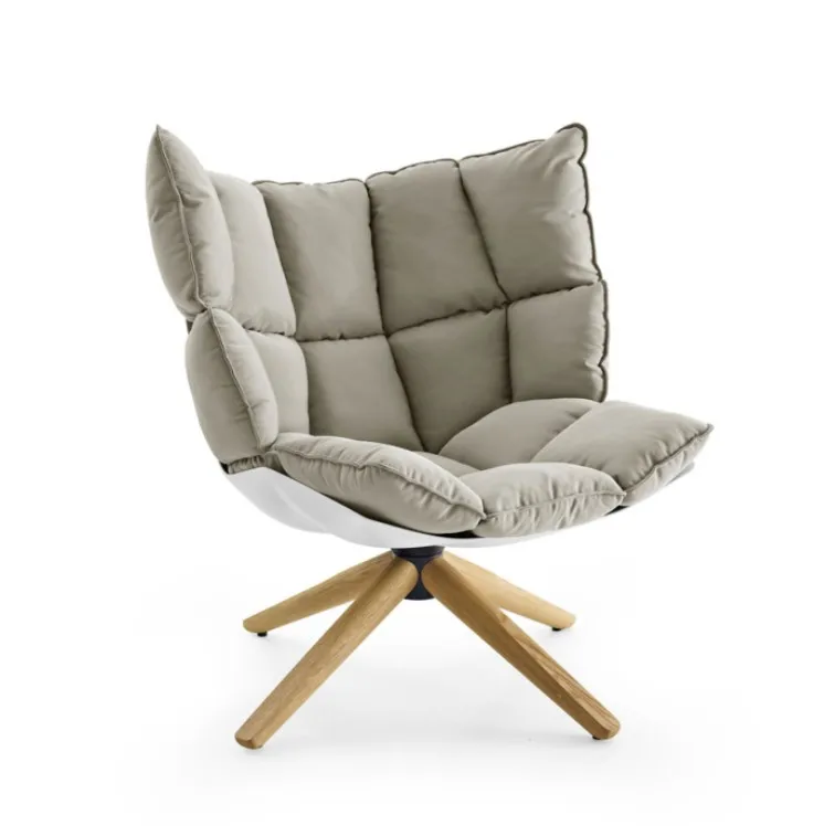 home Living room original design Italia lounge furniture Wood Legs fiberglass swivel lounge Husk dining chair