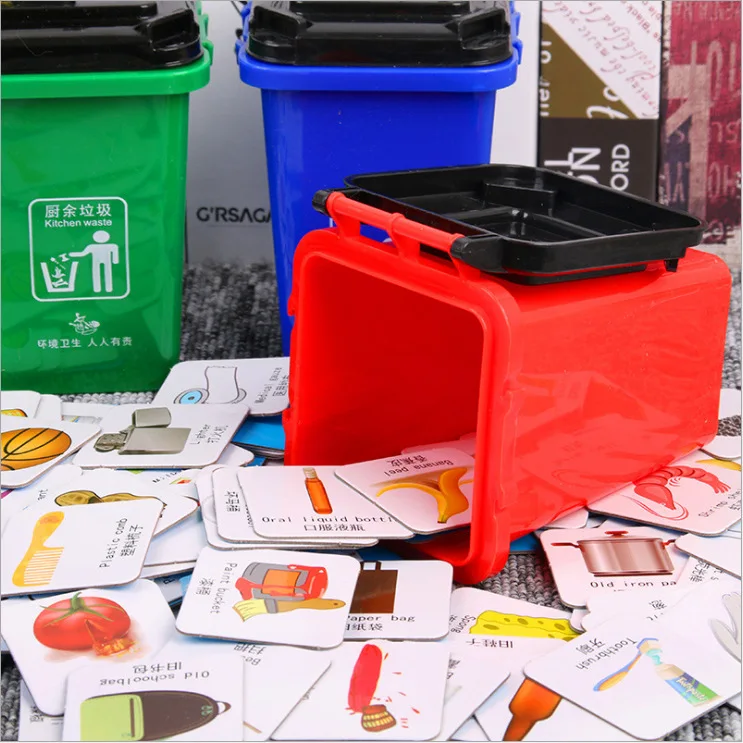 trash can shaped plastic smart dustbin for kids toys teaching aid toys