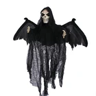 Wings Halloween Animated Hanging Reaper With LED Light Up Eyes Sound Moving Wings And Sensor For Halloween Decoration