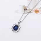 Blue And Earring Hot Selling Blue Crystal Full Rhinestone Pendant Necklace And Earring Jewelry Set Wholesale