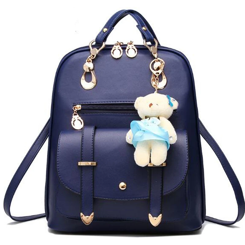 navy leather backpack womens