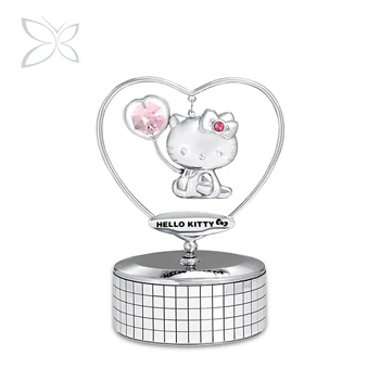 Crystocraft Hello Kitty Sanrio License Metal Figurine Music Box with Brilliant Cut Crystals Birthday Gift for Girls