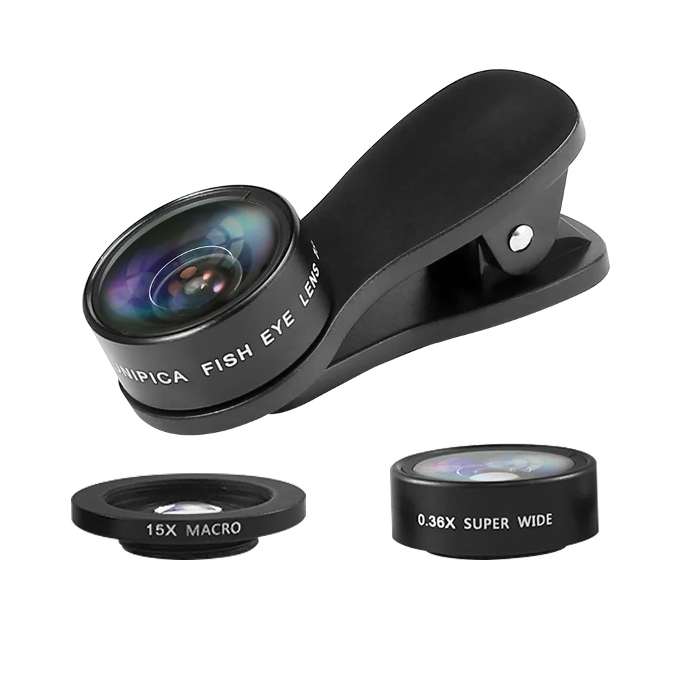 3in1 Wide Angle+Fish Eye+Macro Clip On Camera Lens Kit For Universal Smart Phone 