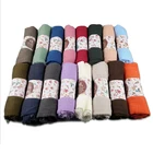 Black Hijab Hijabs Muslim Scarf Cheap Price Plain Solid Color Wrinkle Cotton Black Scarf Muslim Women Hijab Scarf
