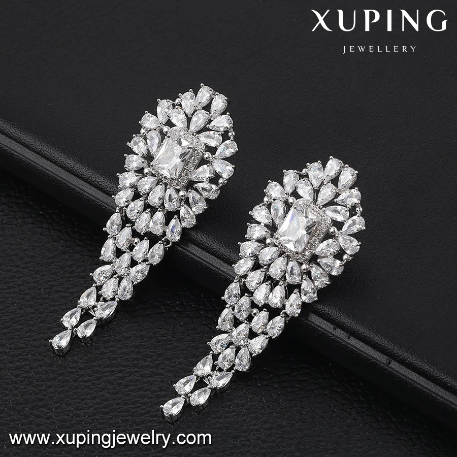 S-37 Luxury Crystal Bridal Wedding Jewelry Set Rhinestone Pendant V Drop Necklace Earring and Bracelet Set