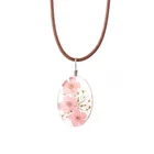 Hot Pendant Pendant Necklace For Woman Hot Sale Drop Type Glass Dried Flowers Fashion Leather Chain Transparent Pendant Necklace For Women