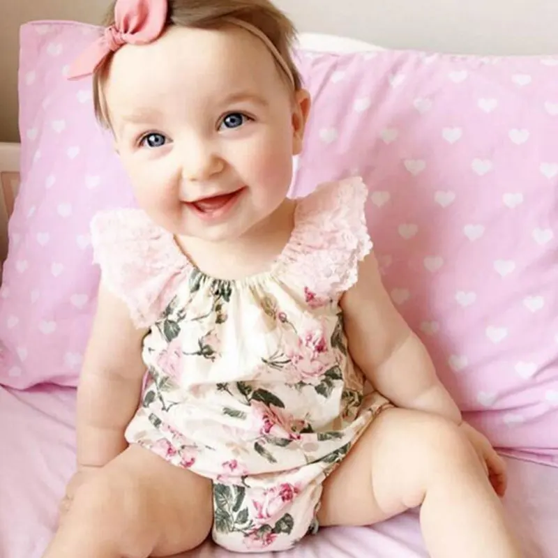 Styles I Love Infant Baby Girl Short Sleeves Corduroy Pearl Lace Romper Elegant Summer Jumpsuit 3 Colors