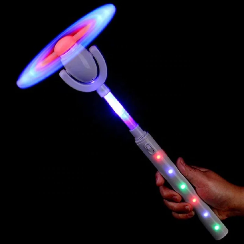Flashing Light Up LED Music Rainbow Spinning Windmill Glows Toys For Children HI 