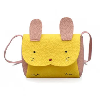 Multiple Colour-matched Small Capacity PU Rabbit Cartoon Cute Printed Outdoor Square Kids Shoulder Bags