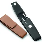 Case Leather 2 Pen Case With Magnetic Snap Clasp Closure
