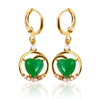 24546 xuping saudi gold jewelry 24k gold jade gemstone earring