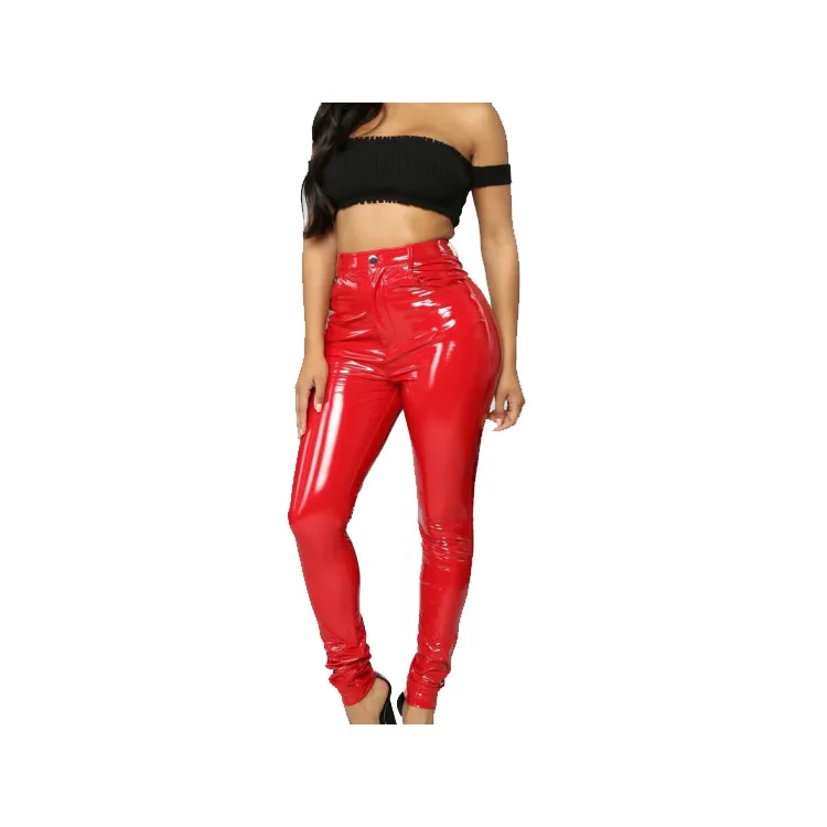 Fashionable Women Red Pu Leather Sexy 