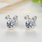 Cz Studs Fashional Mickey Mouse 925 Sterling Silver CZ Earrings Studs For Girls