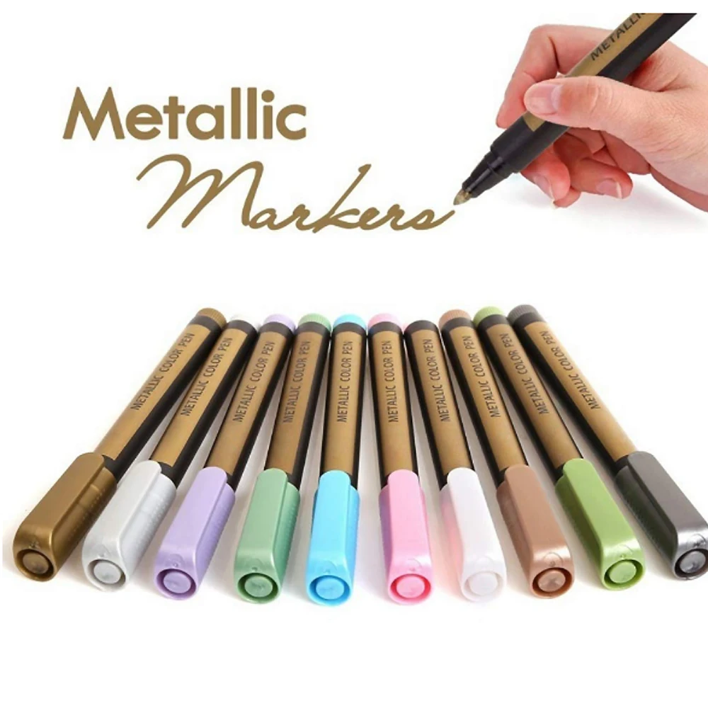 Copic 10PCS Marker Pens Paint Markers for Black Paper Metallic Markers Fine Point 