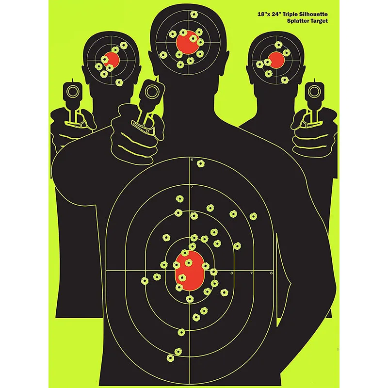 20 pcs Triple Silhouette Splatter Bright Rifle paper shooting targets 12" X 18" 