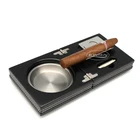 Luxury Customizedprinting Logo Diy Wood And Leather Cigar Ashtray