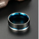 Ring 8MM Black Ring For Mens Wedding Band Blue Plated Custom Tungsten Alliance Ring