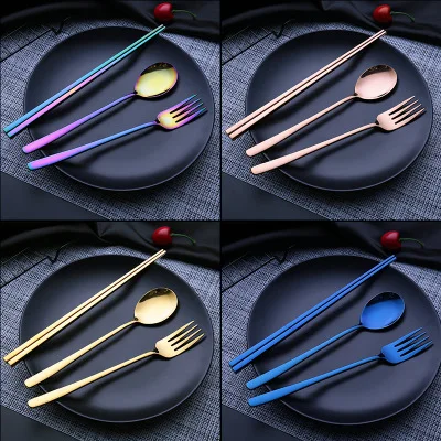 Dishwasher Safe Colorful Stainless Steel Silverware Cutlery Set Spoon Fork Chopsticks