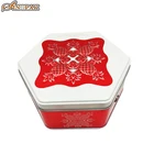 Embossed Custom Metal Tin Box Custom Christmas Embossed Custom Antique Hexagon Metal Tin Cookie Box