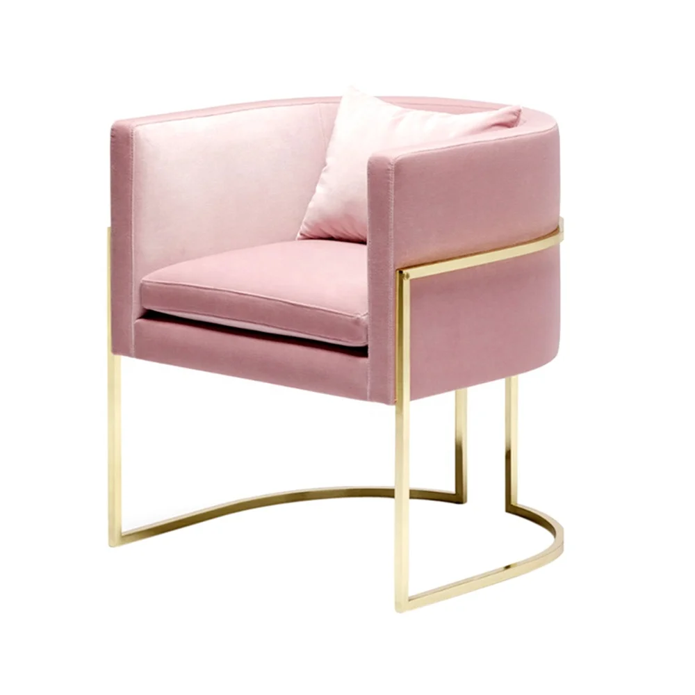 metal frame pink arm chair