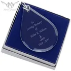 Ornament Glass Flat Ornaments Engraved Glass Flat Teardrop Ornament For Personalized Wedding Gifts