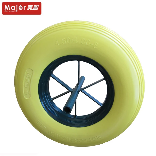 PU 16" METAL Puncture Proof SOLID Wheel Barrow Tyre 4.80-8 WITH 20MM BORE 