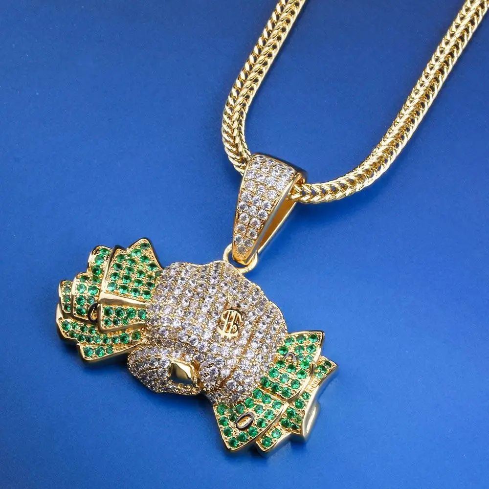 Krkc\u0026co 14k Gold Green Cz Iced Out 