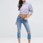 High Quality Plain 100% Cotton Fleece Ladies Cropped Pullover Hoodie Blank Crop Top OEM Hoodie Manufactures