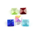 Free Shipping 22mm Mixcolor Crystal Square Beads In 2 Holes For DIY Door Curtain Pendant Chandelier Prism Parts