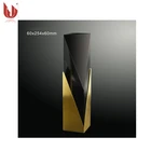 Gold Black Crystal Diamond Award Trophy With Gold Metal