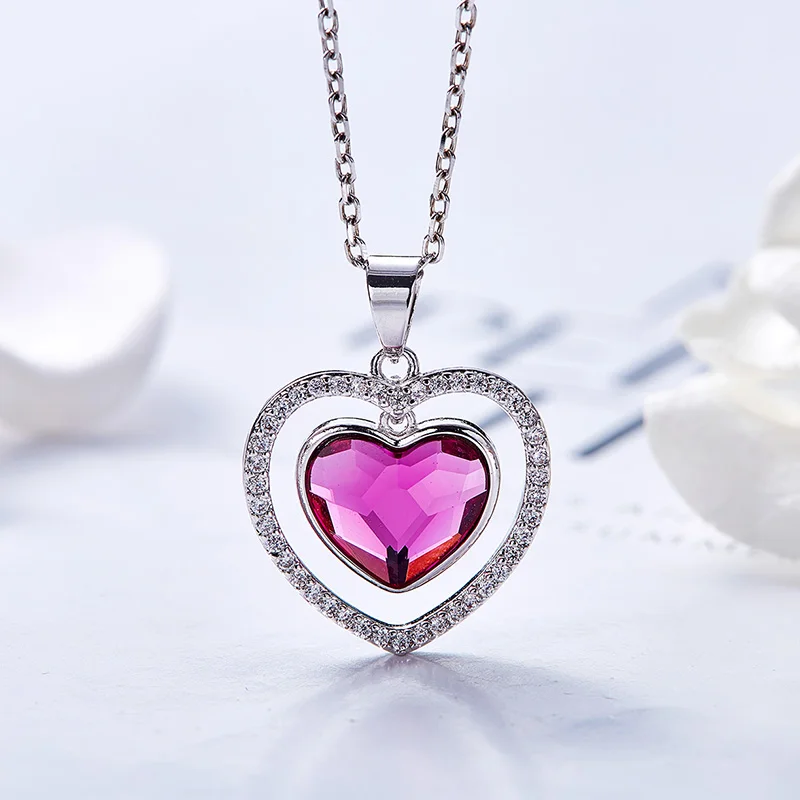 Wholesale Custom New Crystal Heart Necklace Designs Jewelry