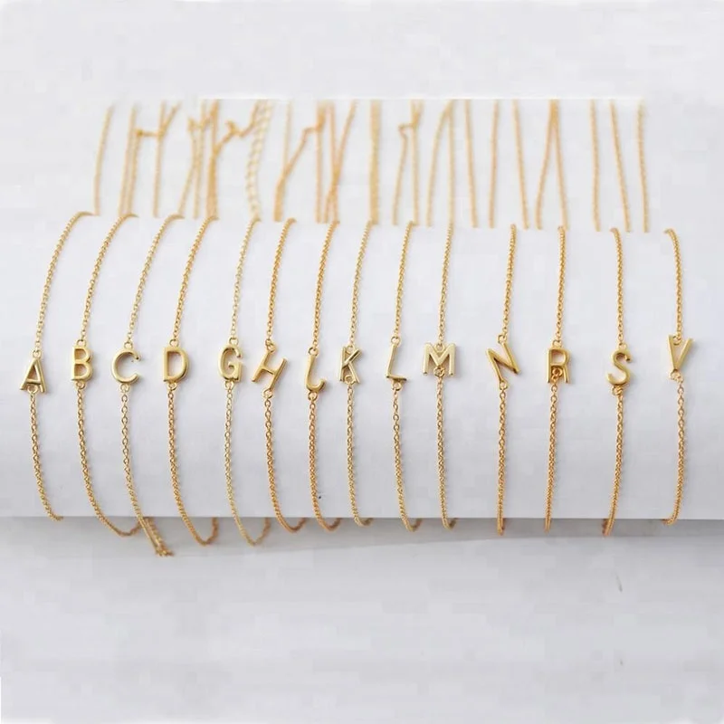 Multiple Tiny Gold Sideways Alphabet 