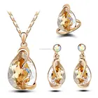 Necklace Wedding Bridal Bridal Necklace Silver Gold Plated White Champagne Crystal Teardrop Pendant Necklace Drop Dangle Earrings Wedding Bridal Ring Set