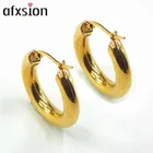 Fashion Hoop Earrings Earrings Hoop Earrings AFXSION Fashion Gold Simple Classic Hoop Stainless Steel Earrings For Girl