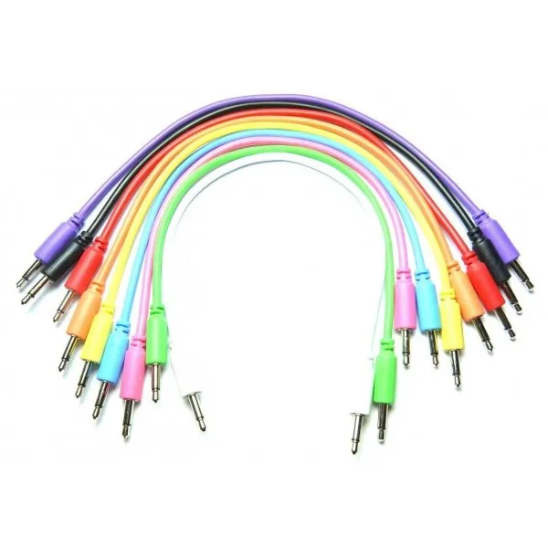 Set of 5 Braided 0.14 to 0.14 inch mini jack mono patch cables for use with Modular Synthesizers Eurorack Patch Cables 10 Colours / 6 Lengths 