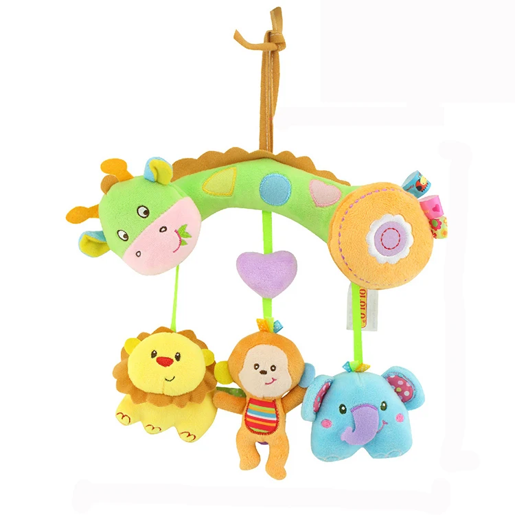 Cute Musical Giraffe Multifunctional Crib Hanging Bed Bell Toys Rattles for Kids 