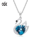 Necklace 925 Luxury Swan Pendant Necklace 925 Sterling Silver Blue Stone Animal Designer Jewelry For Women