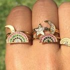 Zirconia Ring Wholesale Jewelry Rainbow Zirconia Accessories Women Opal Trendy Ring 2021