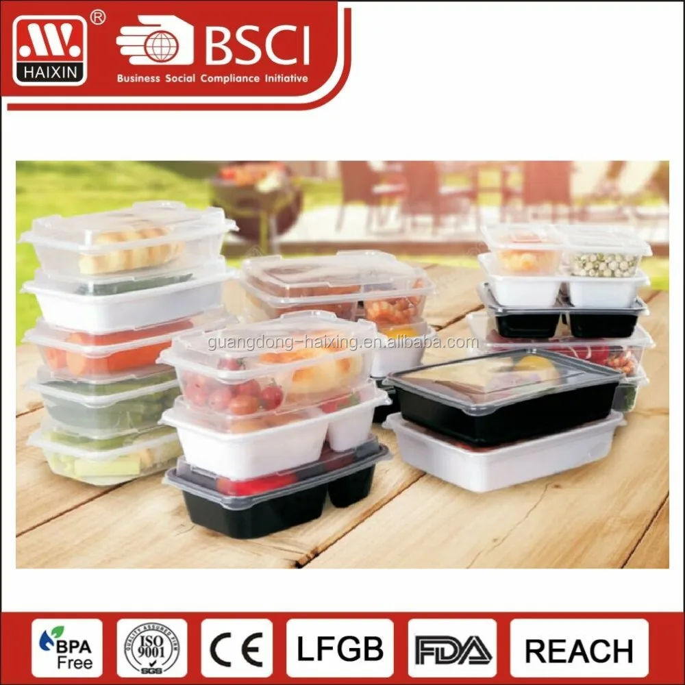 Plastic 3 components disposable tiffin containers/throw-away lunch box/one-time messtin