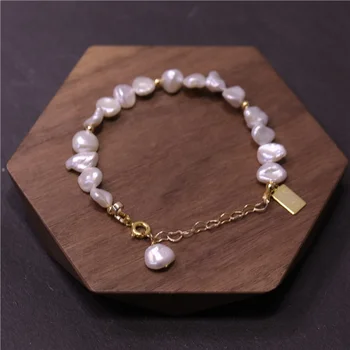 Stretch real black baroque reborn freshwater beads pearl bracelet design wholesale natural pearl bangle