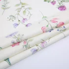 Cotton Fabric Fabric Cotton Fabric White Elegant Style Floral Printed Linen Cotton Tencel Blend Fabric For Dresses