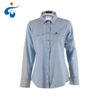 Clothes Blouse Pattern Design New Fashionable Custom Made Nice Long Sleeve Washed Denim Womens Clothes