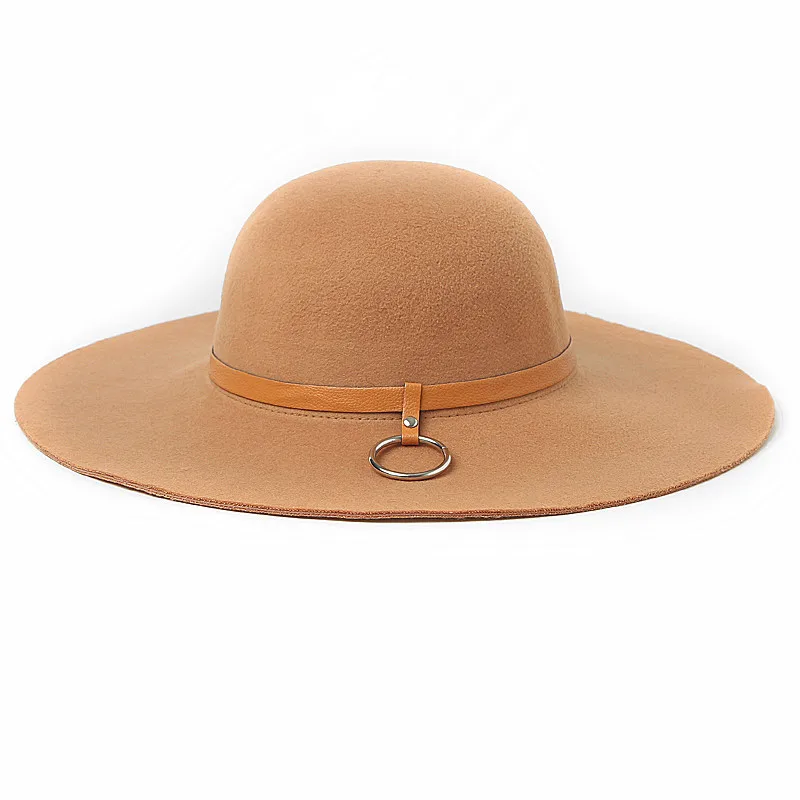 Women Wide Brim Wool Felt Fedora Hats 